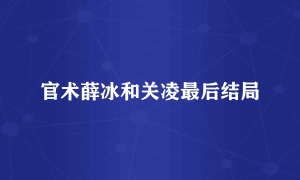 官术薛冰和关凌最后结局