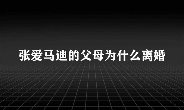 张爱马迪的父母为什么离婚