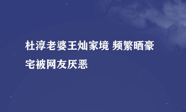 杜淳老婆王灿家境 频繁晒豪宅被网友厌恶