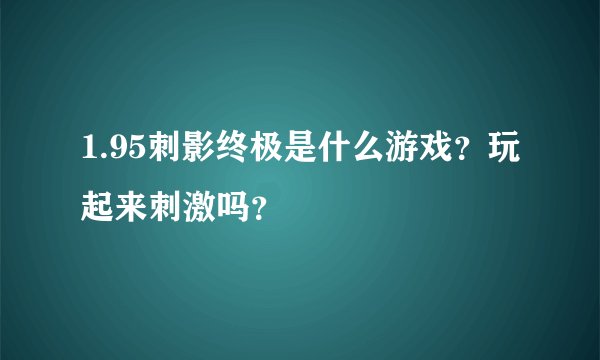 1.95刺影终极是什么游戏？玩起来刺激吗？