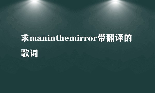 求maninthemirror带翻译的歌词