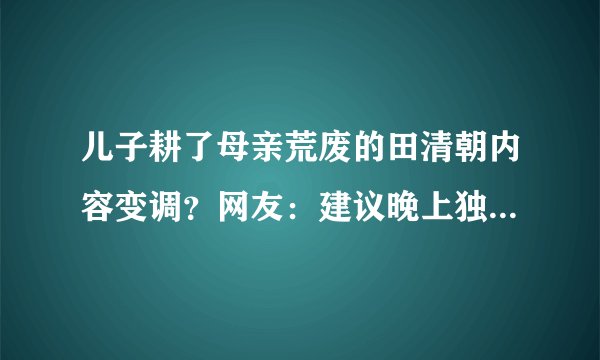 儿子耕了母亲荒废的田清朝内容变调？网友：建议晚上独自欣赏！