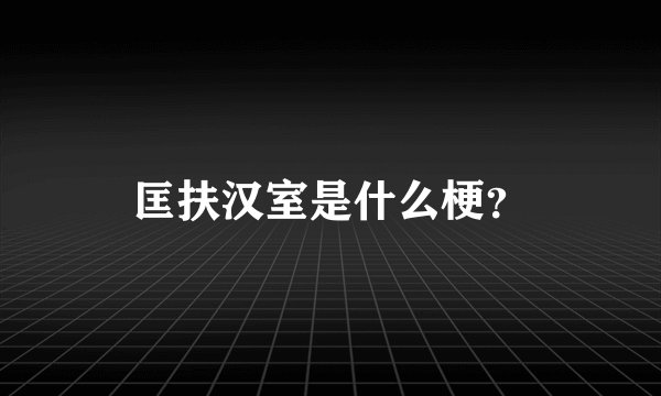 匡扶汉室是什么梗？