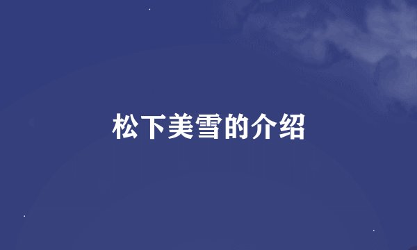 松下美雪的介绍