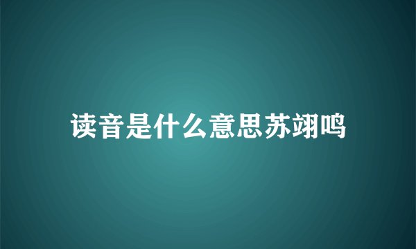 读音是什么意思苏翊鸣
