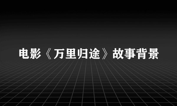 电影《万里归途》故事背景