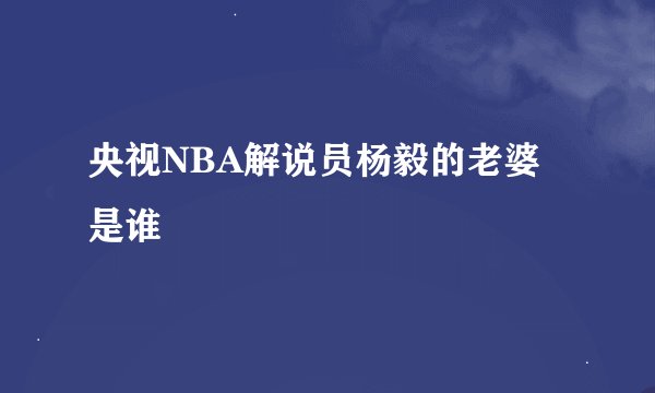 央视NBA解说员杨毅的老婆是谁