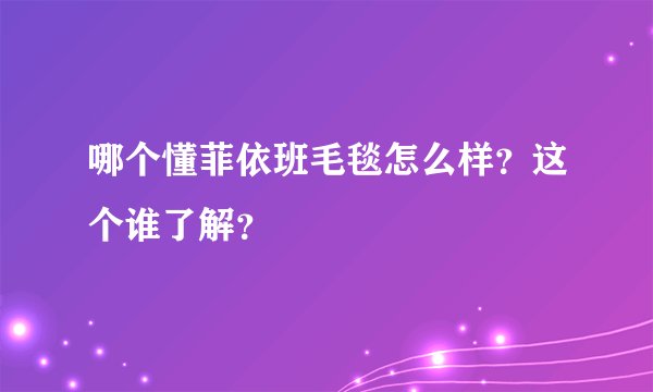 哪个懂菲依班毛毯怎么样？这个谁了解？