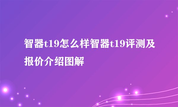 智器t19怎么样智器t19评测及报价介绍图解