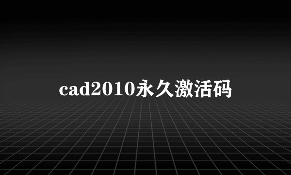 cad2010永久激活码