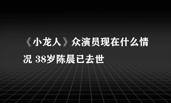 《小龙人》众演员现在什么情况 38岁陈晨已去世