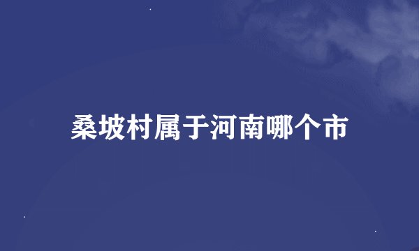 桑坡村属于河南哪个市
