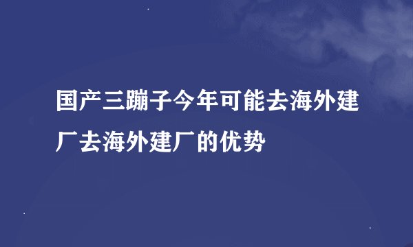 国产三蹦子今年可能去海外建厂去海外建厂的优势