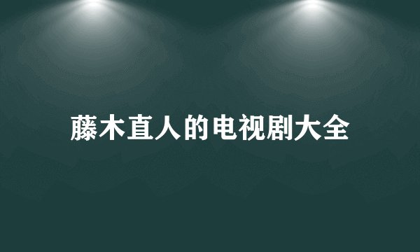 藤木直人的电视剧大全