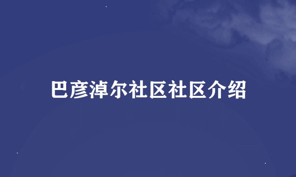 巴彦淖尔社区社区介绍