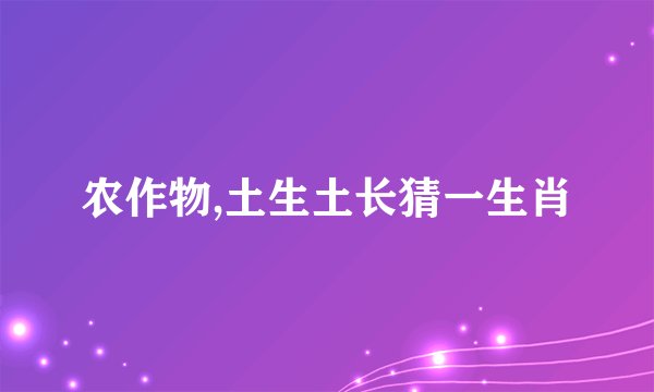 农作物,土生土长猜一生肖