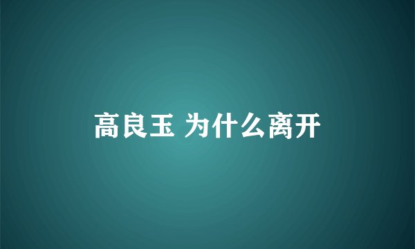 高良玉 为什么离开