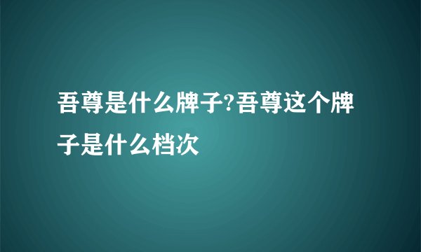 吾尊是什么牌子?吾尊这个牌子是什么档次
