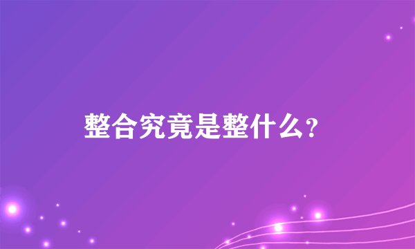 整合究竟是整什么？