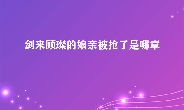 剑来顾璨的娘亲被抢了是哪章