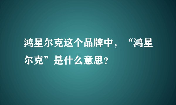 鸿星尔克这个品牌中，“鸿星尔克”是什么意思？