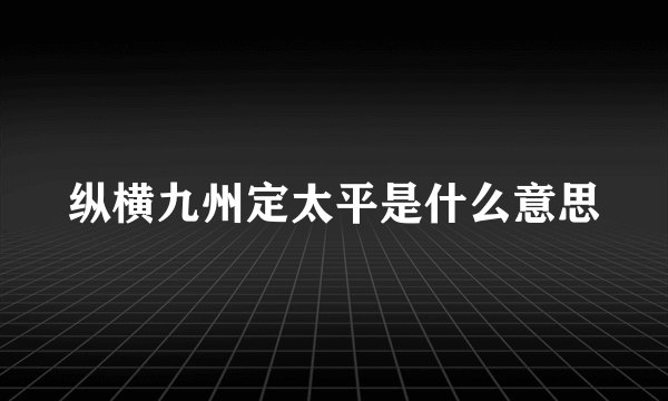 纵横九州定太平是什么意思