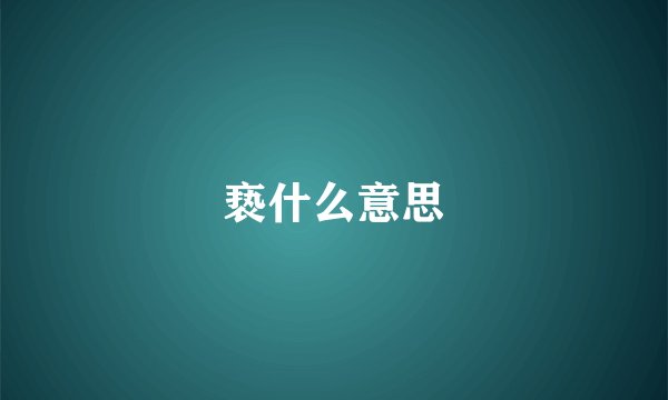 亵什么意思