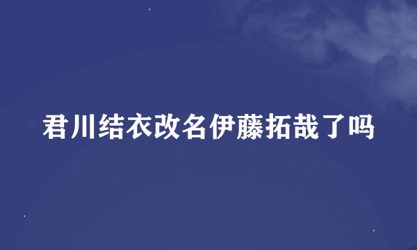 君川结衣改名伊藤拓哉了吗