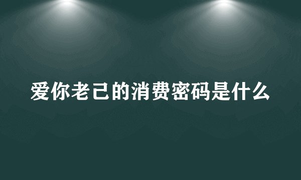 爱你老己的消费密码是什么