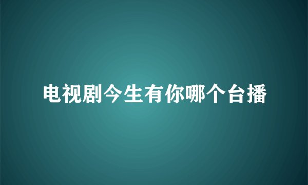 电视剧今生有你哪个台播