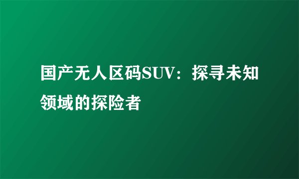 国产无人区码SUV：探寻未知领域的探险者