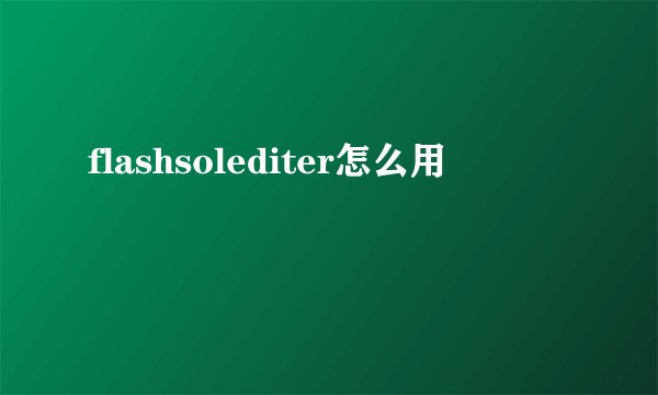 flashsolediter怎么用