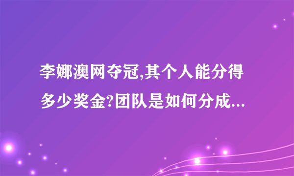 李娜澳网夺冠,其个人能分得多少奖金?团队是如何分成的? -