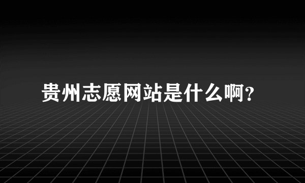 贵州志愿网站是什么啊？