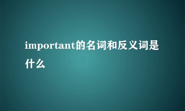 important的名词和反义词是什么