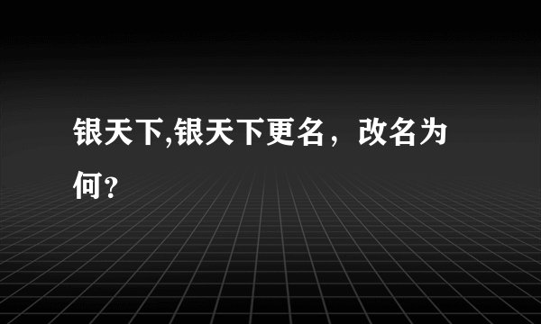 银天下,银天下更名，改名为何？