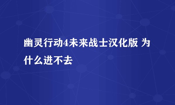 幽灵行动4未来战士汉化版 为什么进不去