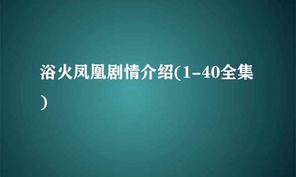 浴火凤凰剧情介绍(1-40全集)