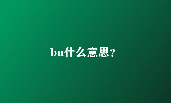 bu什么意思？
