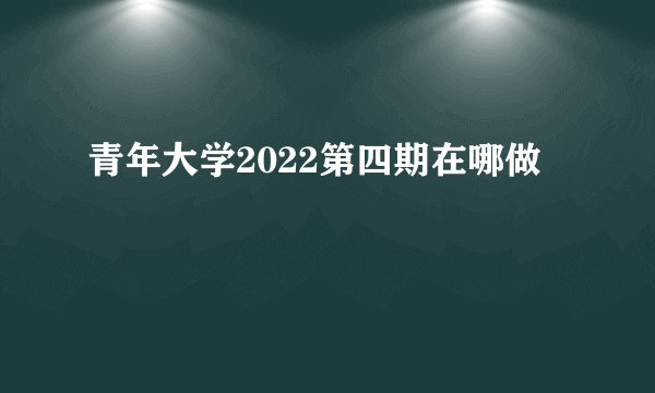 青年大学2022第四期在哪做