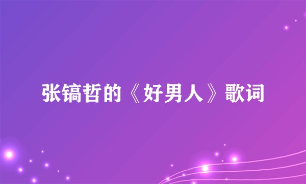 张镐哲的《好男人》歌词
