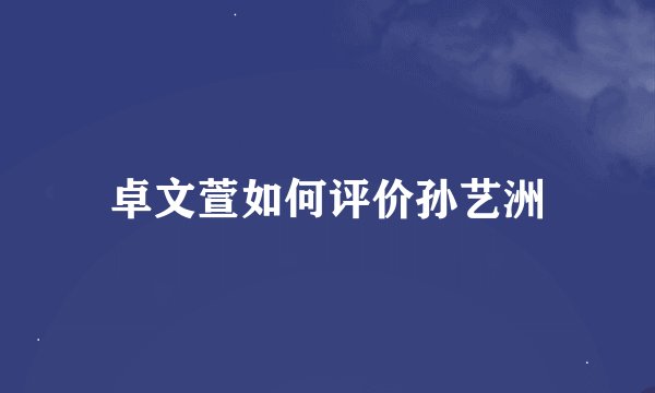 卓文萱如何评价孙艺洲