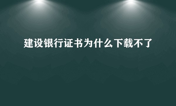 建设银行证书为什么下载不了