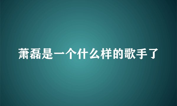 萧磊是一个什么样的歌手了