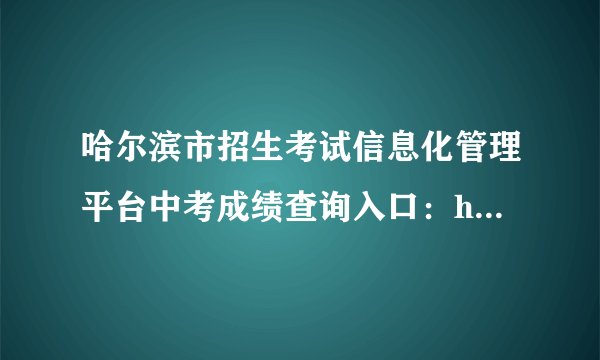 哈尔滨市招生考试信息化管理平台中考成绩查询入口：https://zk.hrbeduy.com/studentuser/l