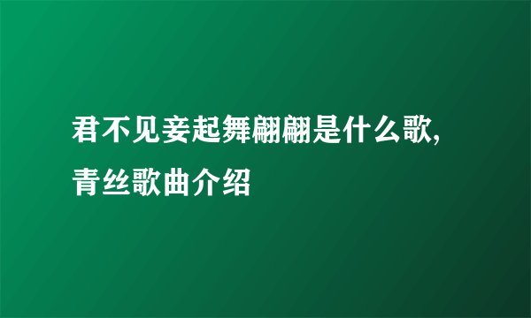 君不见妾起舞翩翩是什么歌,青丝歌曲介绍