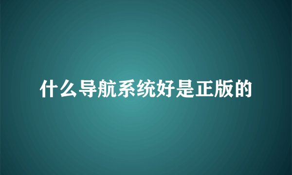 什么导航系统好是正版的