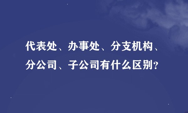 代表处、办事处、分支机构、分公司、子公司有什么区别？