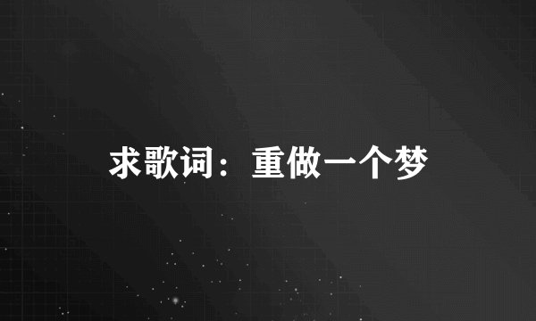 求歌词：重做一个梦
