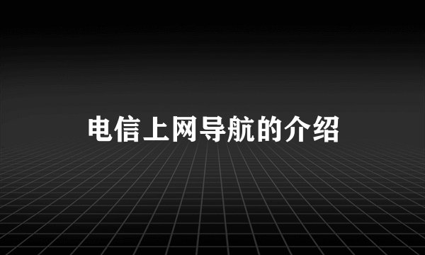 电信上网导航的介绍